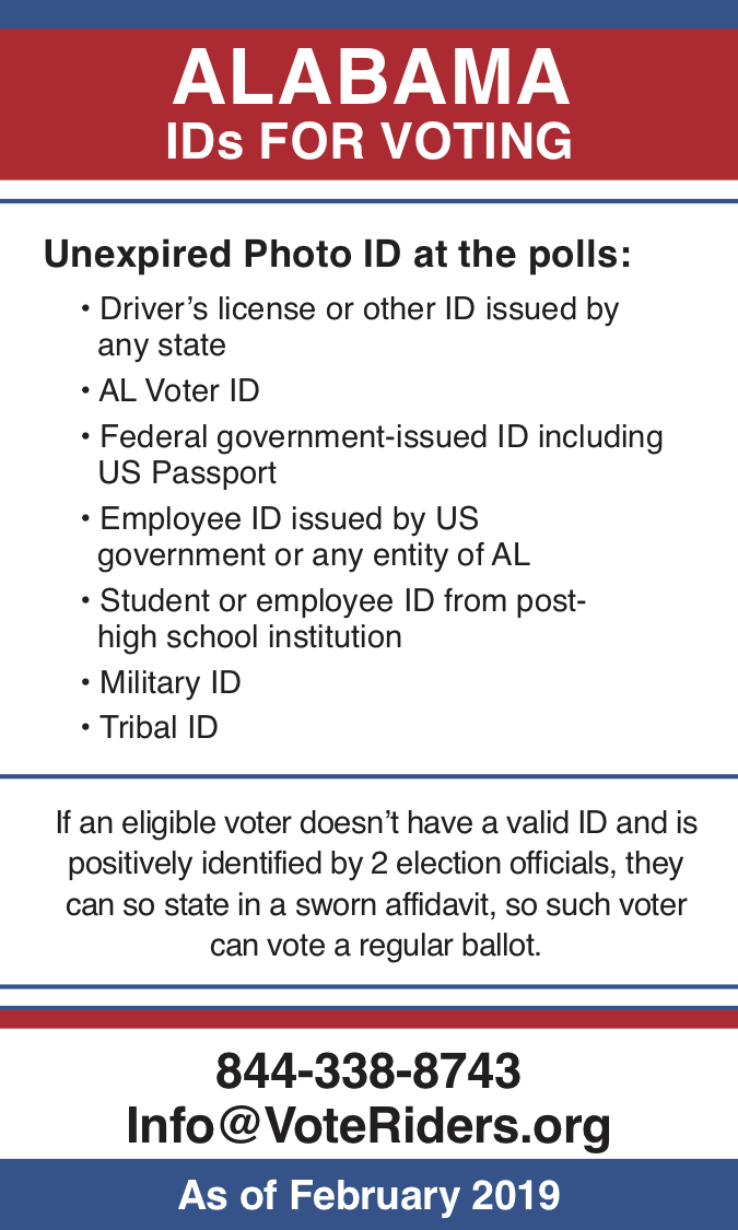 ALABAMA Voter ID Information · VoteRiders